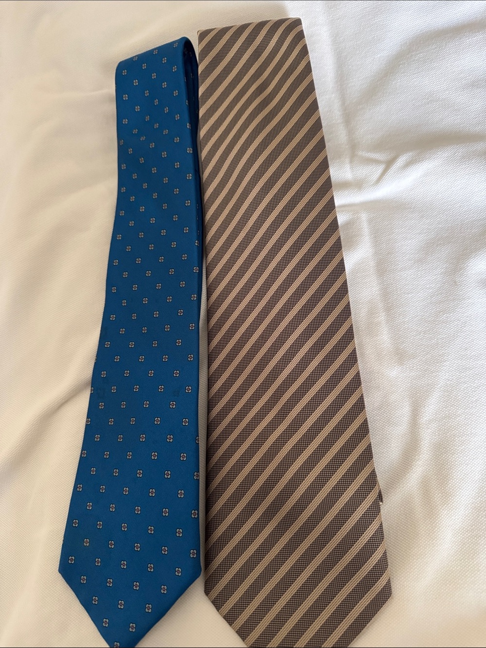 TWO TIES-Kenneth Cole Men's silk striped tie AND Italian 100% silk blue tie